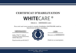 Certificat habilitation Whitecare